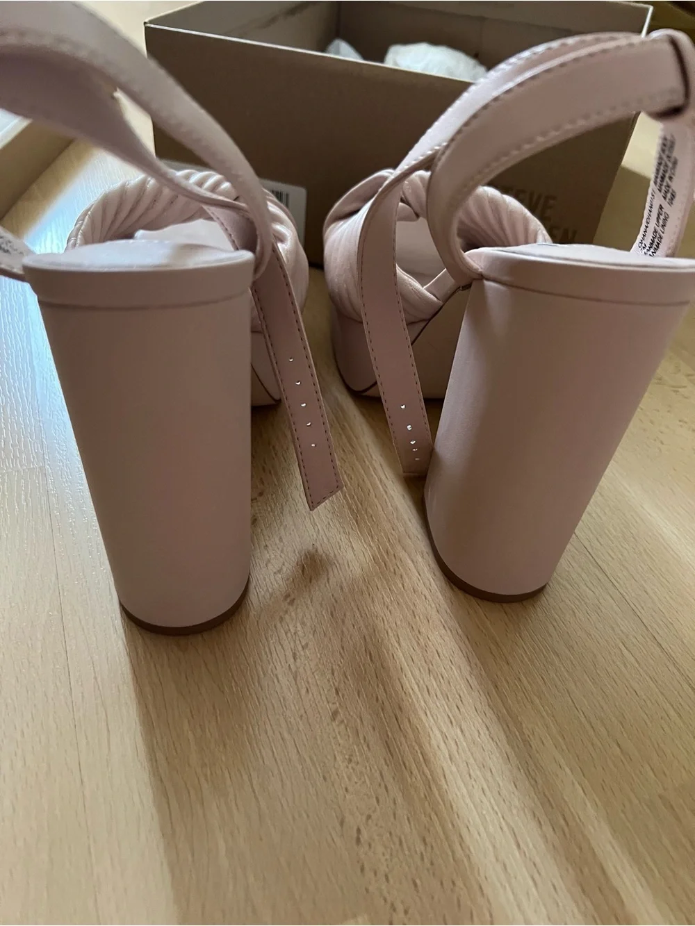 Steve Madden Blush Pink Knotted Platform Block Heel Sandals